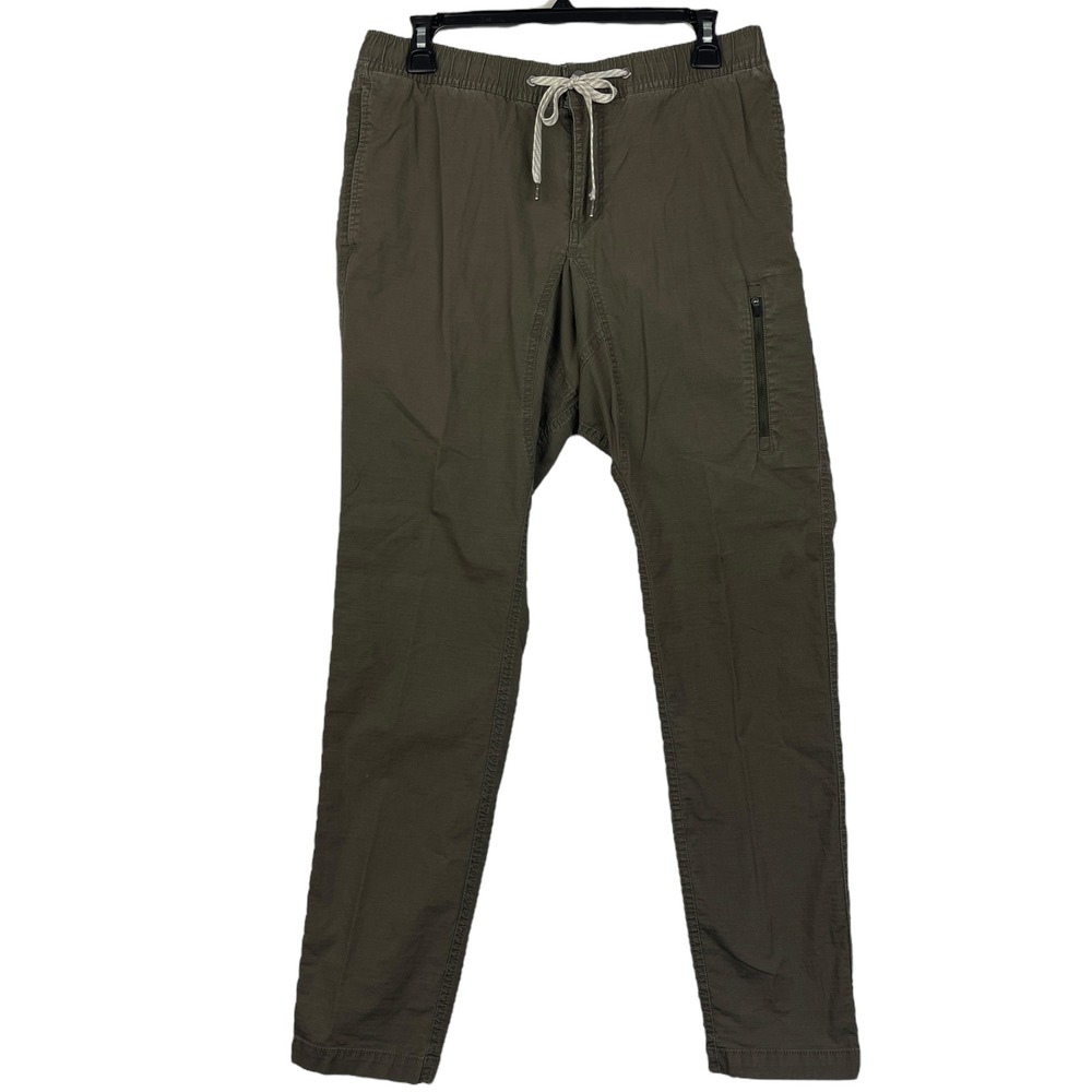 Vuori DuraTerra Ripstop Pants Mens M Slim Organic Cotton Drawstring Green *Read